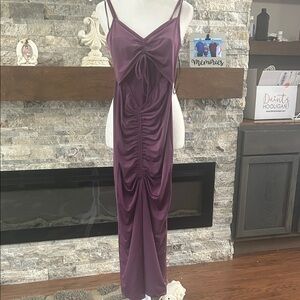 Lovely Day Slip Ruched Dress in Plum new size small